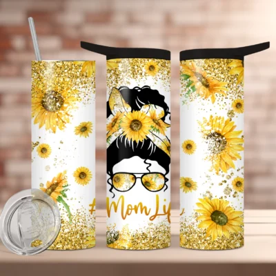 Custom Gifts - AZ - Sunny Days MomLife White n Gold with Sunflowers